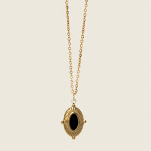 Ivy Black Oval Pendant Necklace